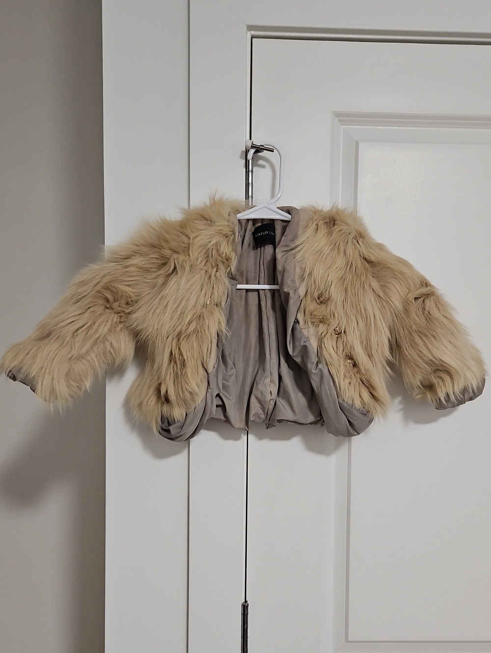 Luxury Real Fox Fur Cropped Kids Jacket - Tan